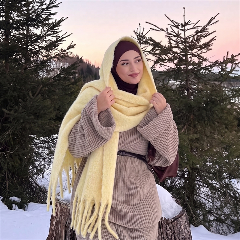 Shawl Wrap Winter - Sciarpa in Mohair Solido da Donna,